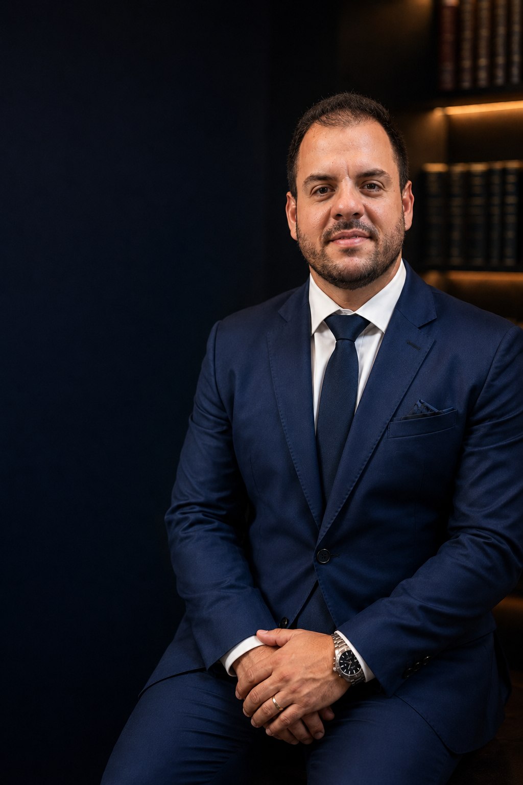Arthur Chelles, advogado, de terno azul-marinho